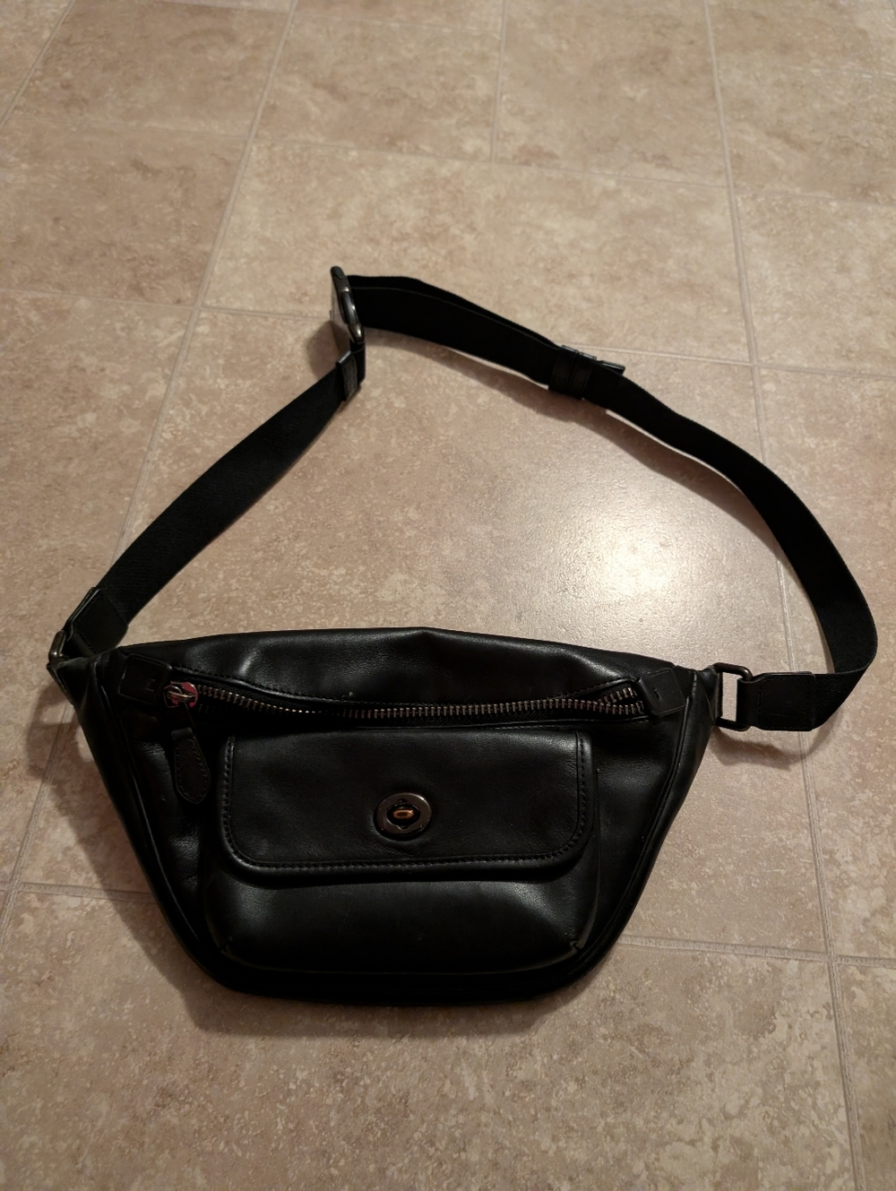 vintage Coach Waist Bag Heritage Belt Leather Black C1277 Used